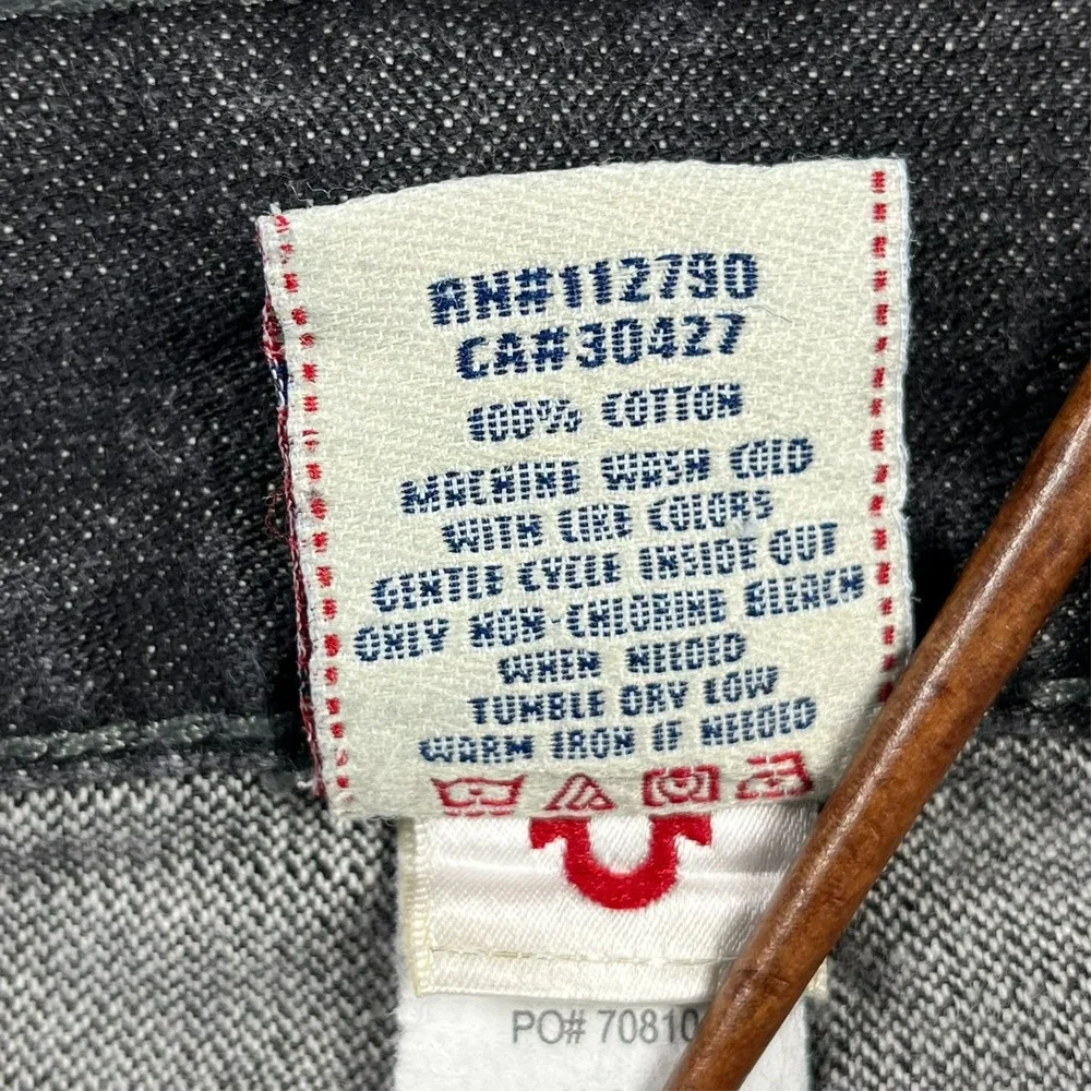 True Religion Ricky‎ Jeans Men's 34 (Fits 37x29.5) Flap Pockets Gray Preppy USA
